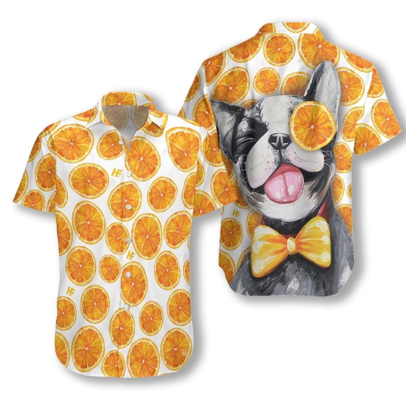 Felacia [Hawaii Shirt] French Bulldog And Orange Hawaiian Aloha Shirts-ZX0970